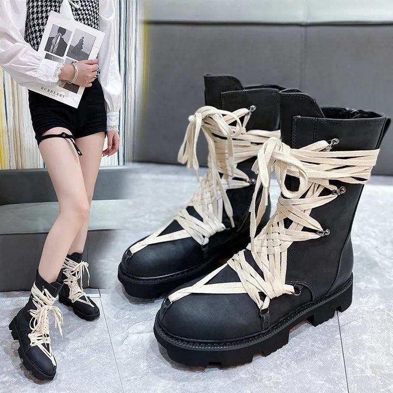 Emo black boots-Y2k station