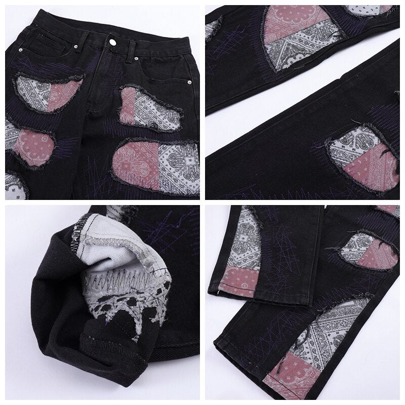Bandana Patchwork Jeans - Y2k station