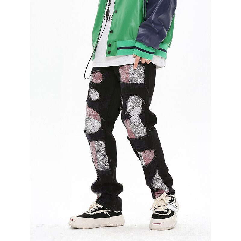 Bandana Patchwork Jeans - Y2k station