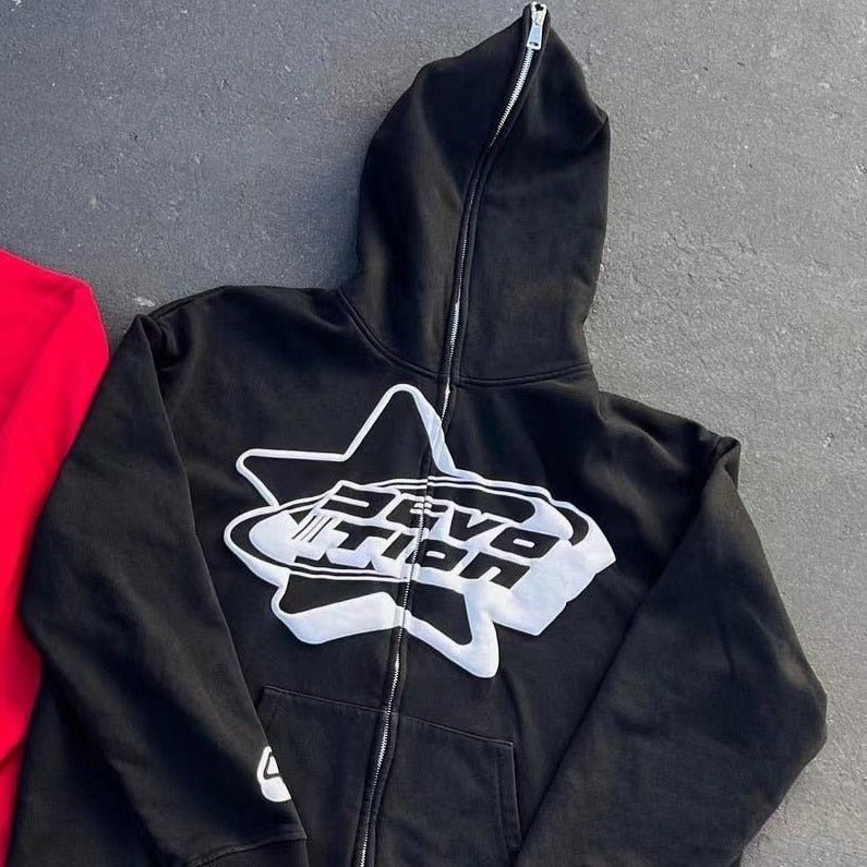 Black Full Zip Hoodie - Y2k station