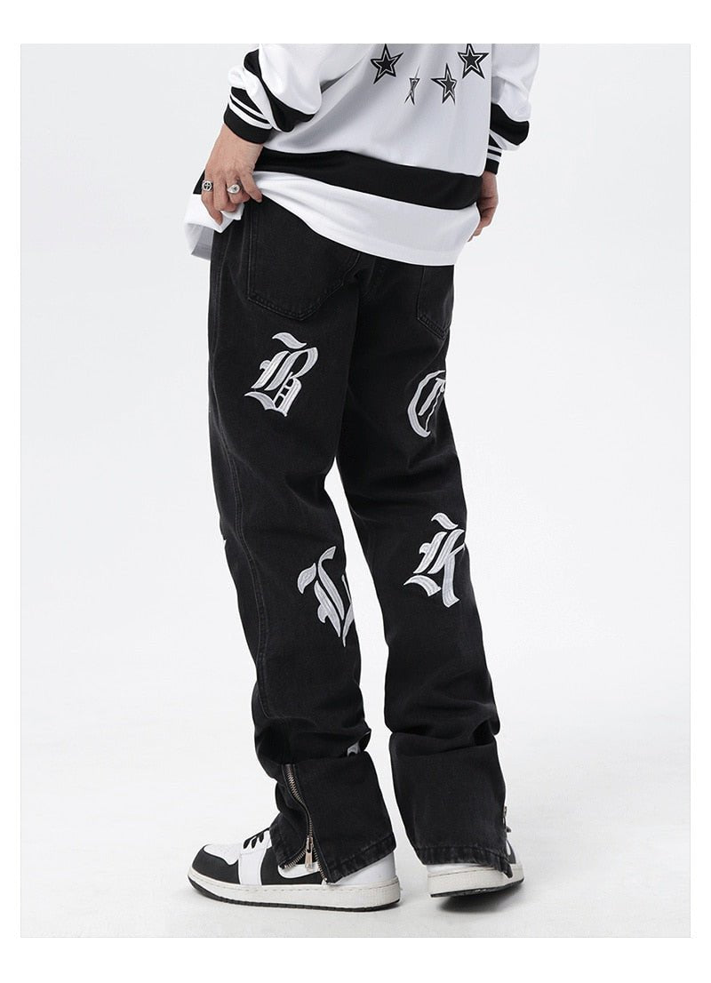 Black Print Jeans - Y2k station