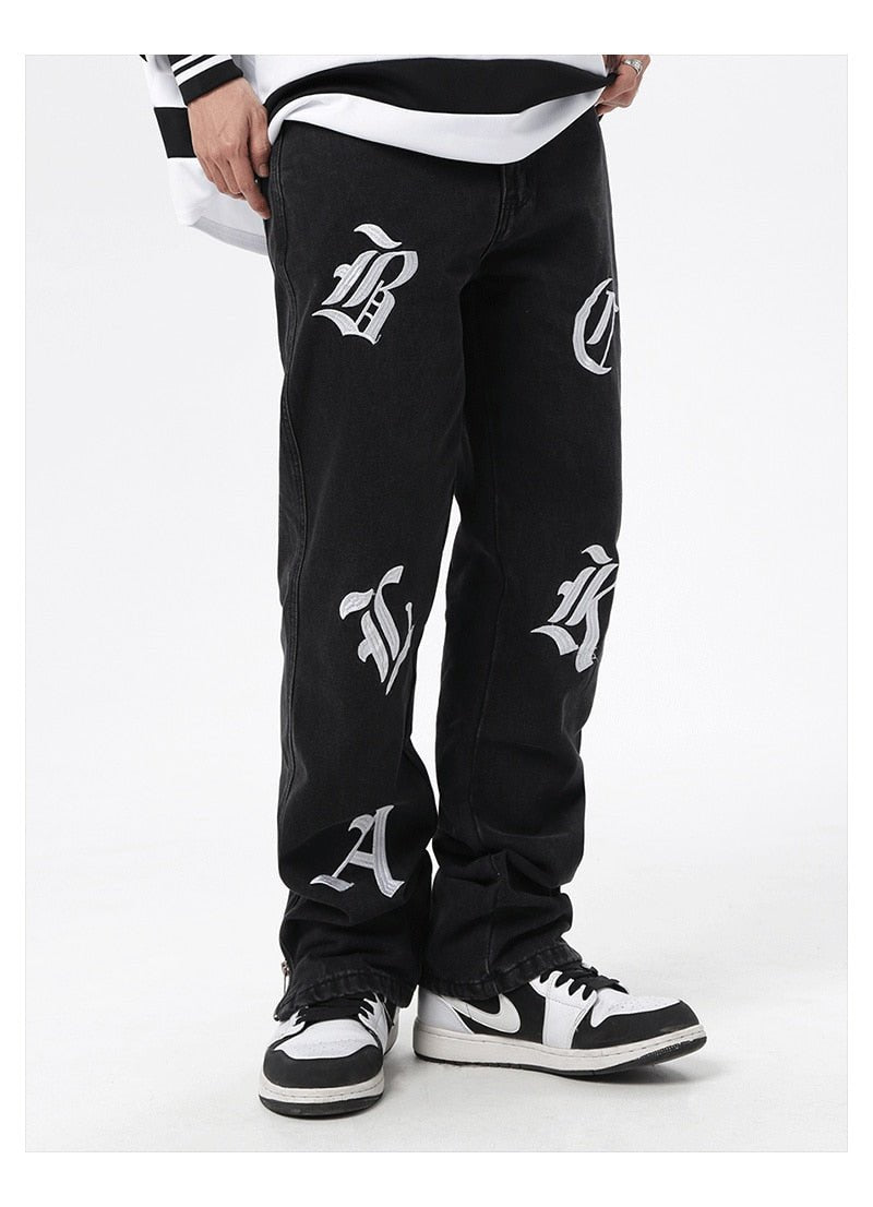 Black Print Jeans - Y2k station