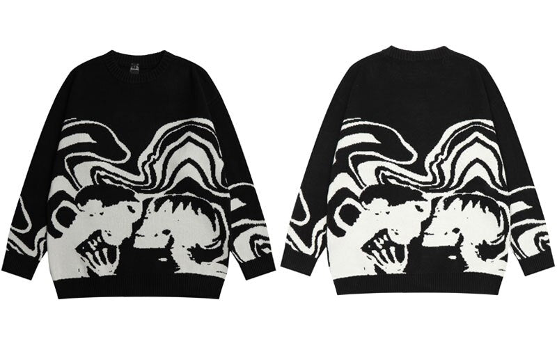 Black Skull Sweater - Y2k station