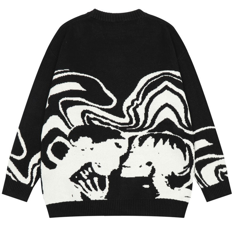 Black Skull Sweater - Y2k station