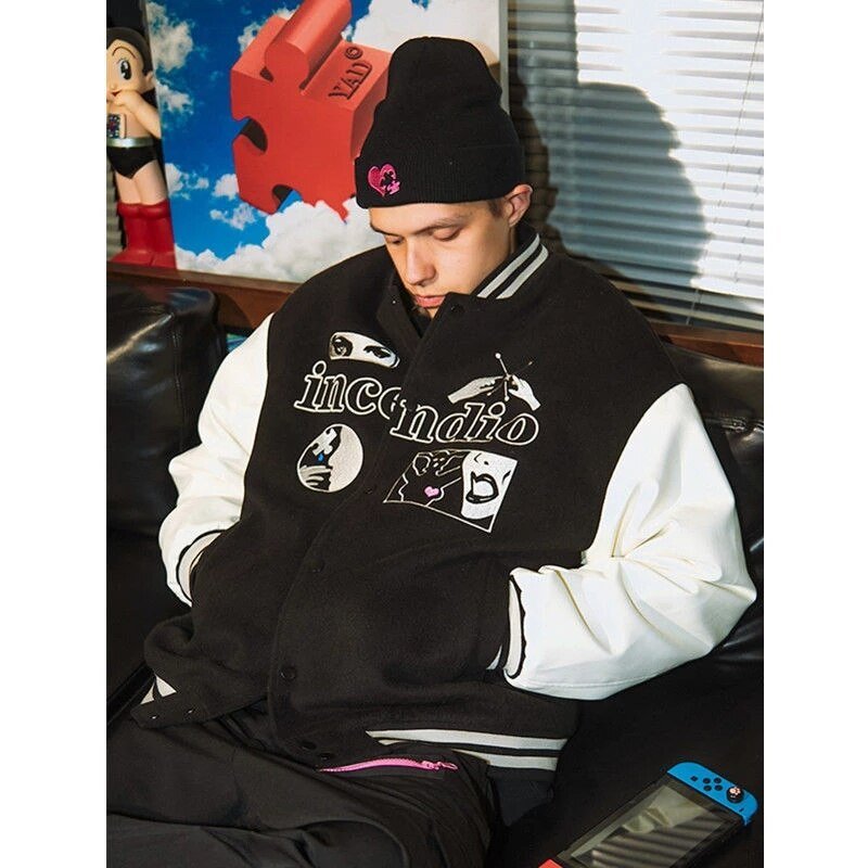 Black Varsity Jacket - Y2k station