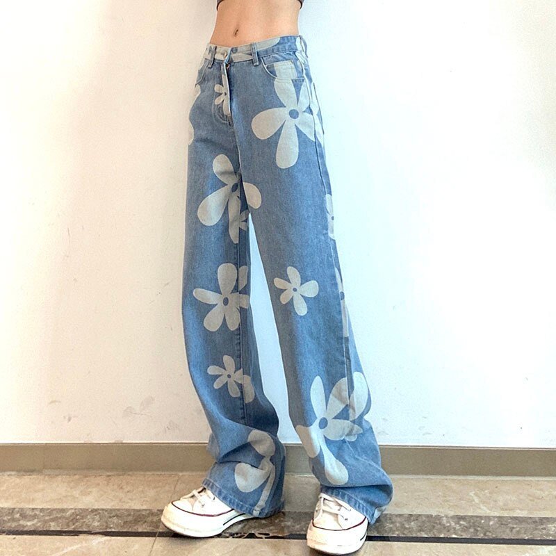 Floral Printed Jeans - Y2k station
