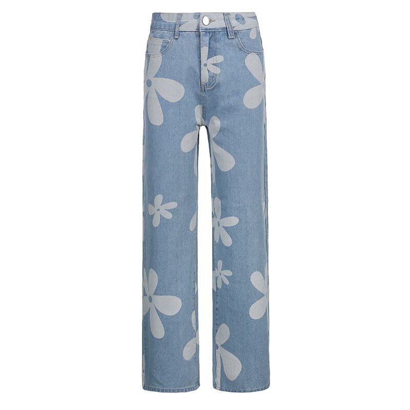 Floral Printed Jeans - Y2k station
