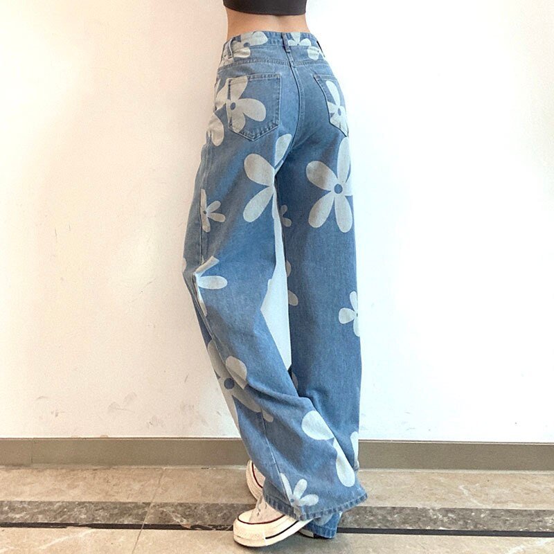 Floral Printed Jeans - Y2k station