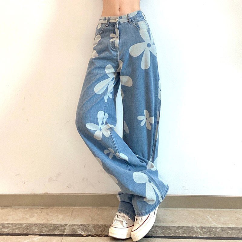Floral Printed Jeans - Y2k station