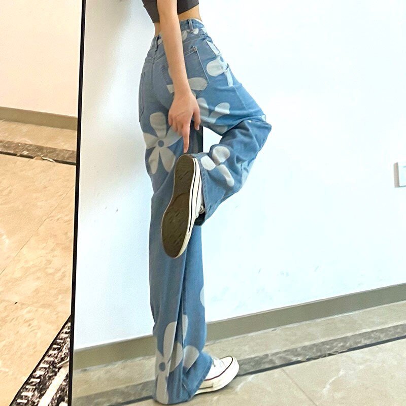 Floral Printed Jeans - Y2k station