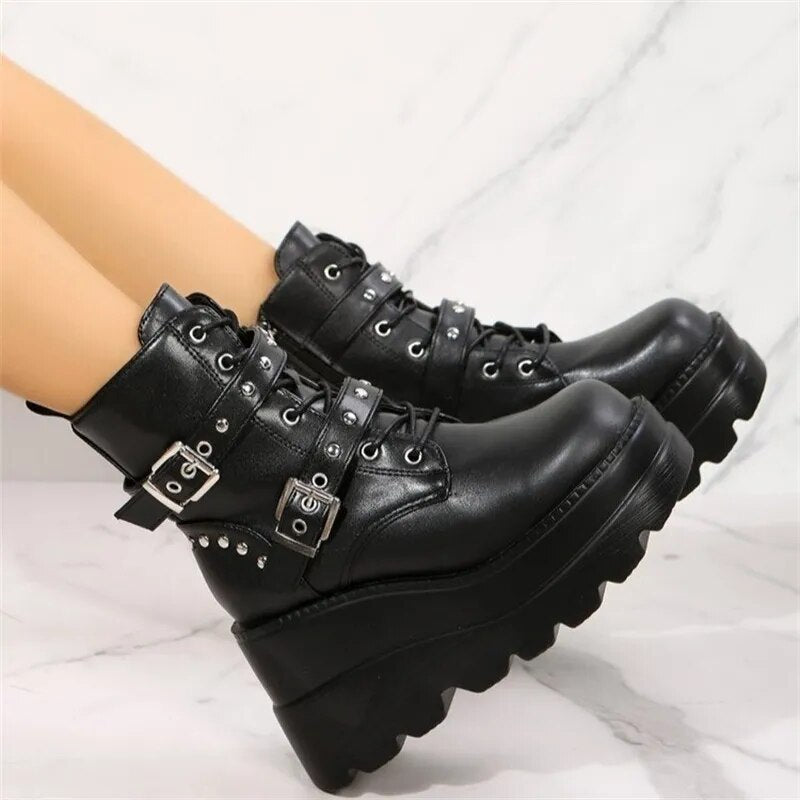 Goth combat boots - Y2k station