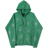 Jacket With Shiny Rhinestone Cross - Y2k station