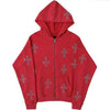 Jacket With Shiny Rhinestone Cross - Y2k station
