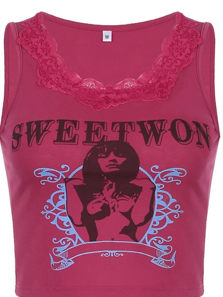 Pink Tank Top Y2K - Y2k station