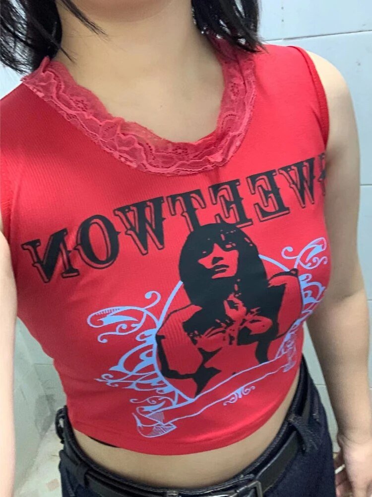 Pink Tank Top Y2K - Y2k station