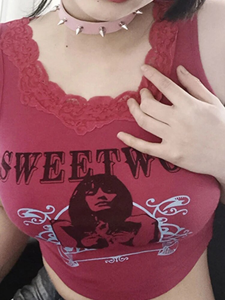 Pink Tank Top Y2K - Y2k station