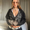 Rhinestone Skeleton Sweater - Y2k station