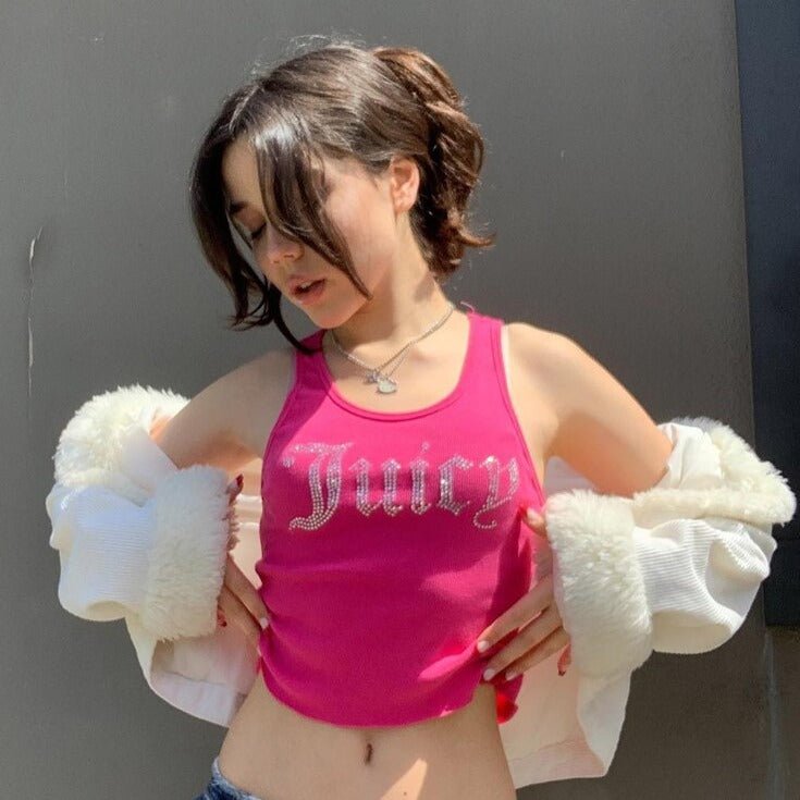 Rhinestone Tank Top Y2K