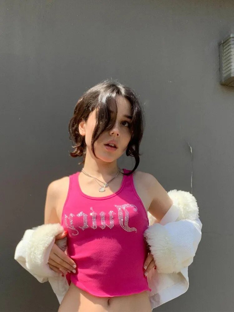 Rhinestone Tank Top Y2K - Y2k station