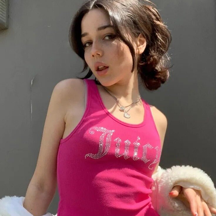 Rhinestone Tank Top Y2K - Y2k station