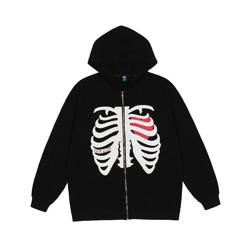 Skeleton Jacket With Heart - Y2k station