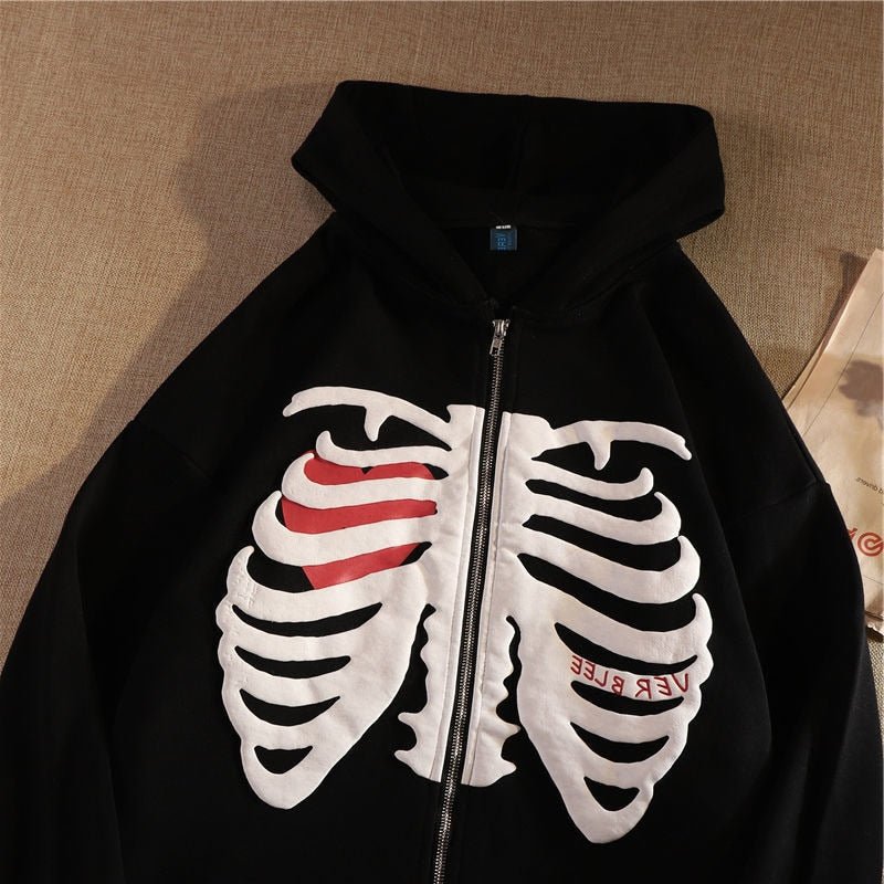 Skeleton Jacket With Heart - Y2k station