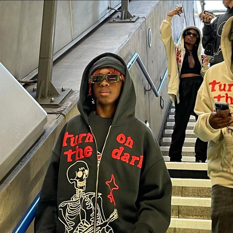 Skeleton zip up hoodie Y2K - Y2k station