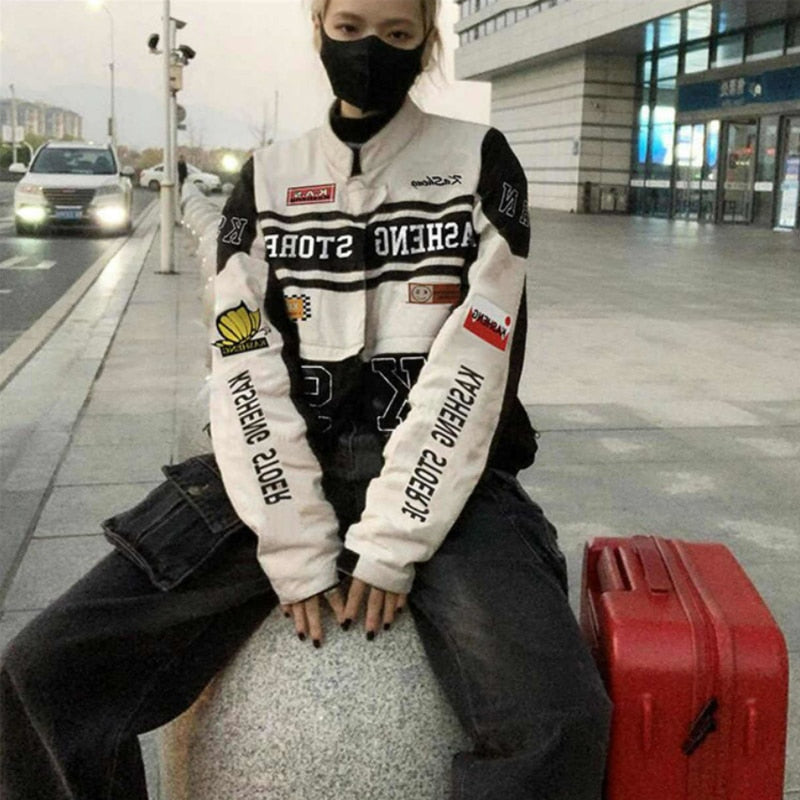 White racer jacket-Y2k station